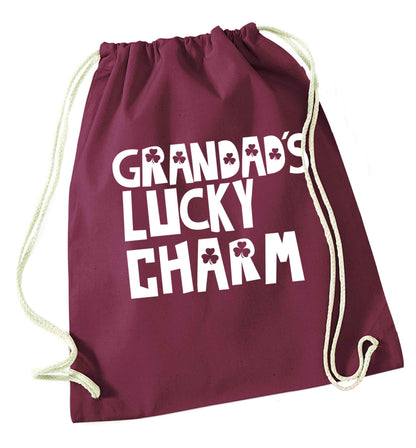 Grandad's lucky charm  maroon drawstring bag