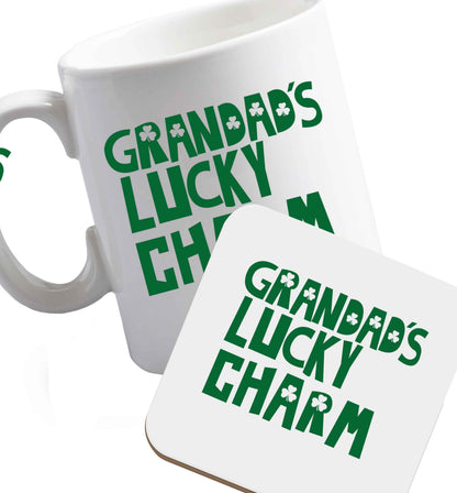 10 oz Favourite Type Pan Pancake ceramic mug and coaster set right handed