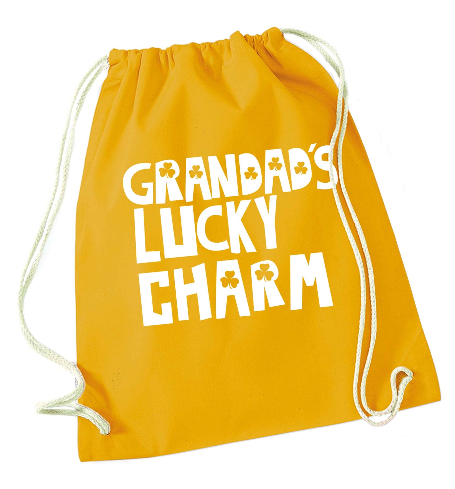 Grandad's lucky charm  mustard drawstring bag