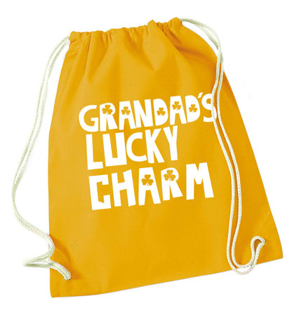 Grandad's lucky charm  mustard drawstring bag
