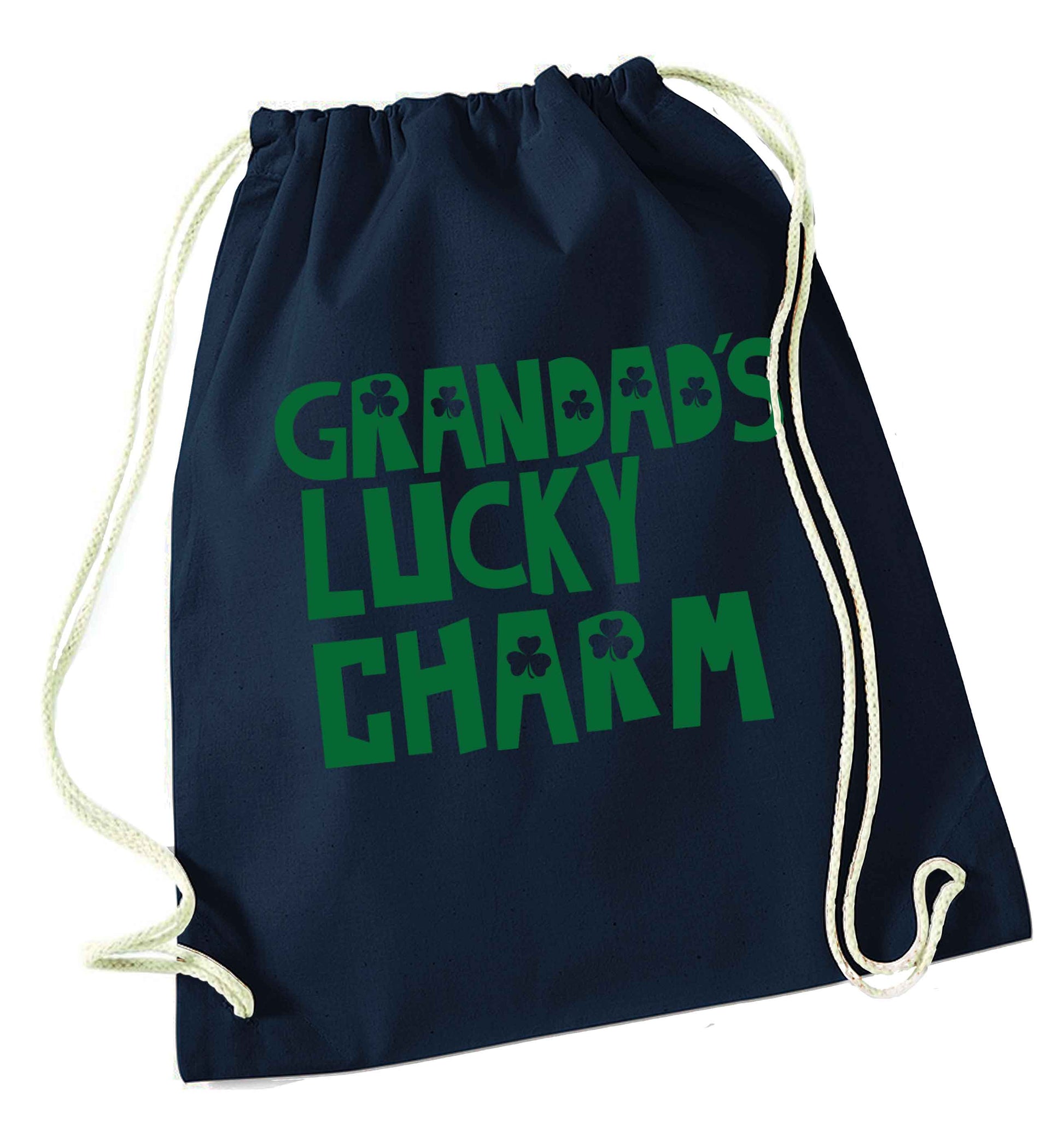 Grandad's lucky charm  navy drawstring bag