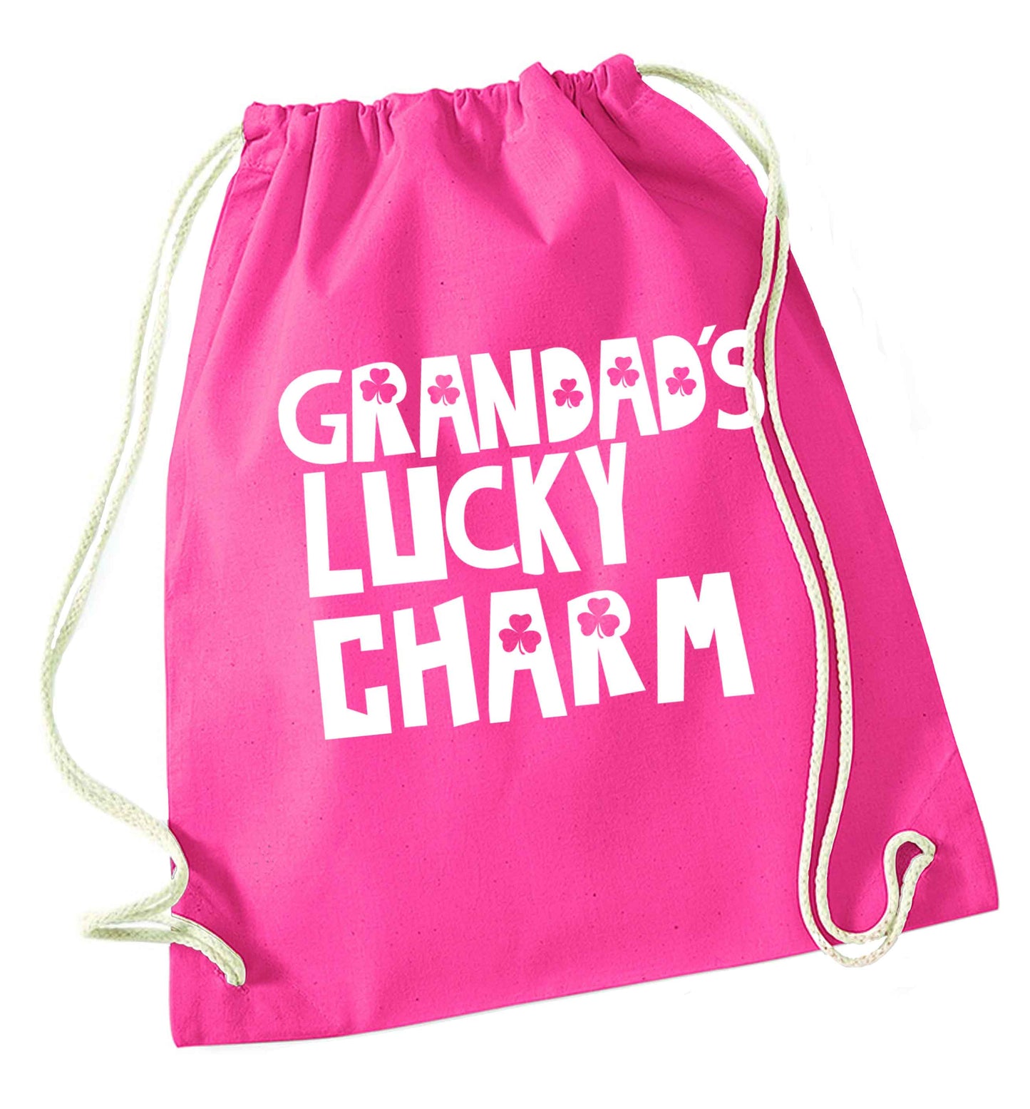 Grandad's lucky charm  pink drawstring bag