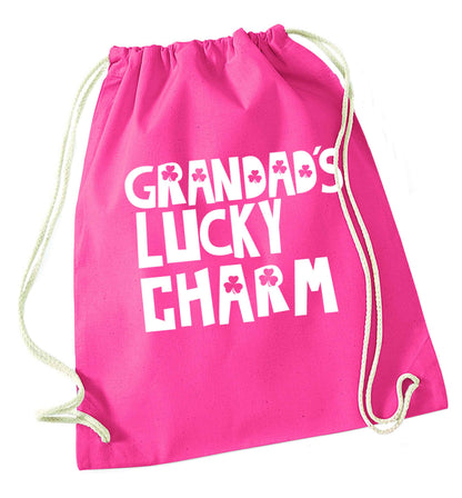 Grandad's lucky charm  pink drawstring bag