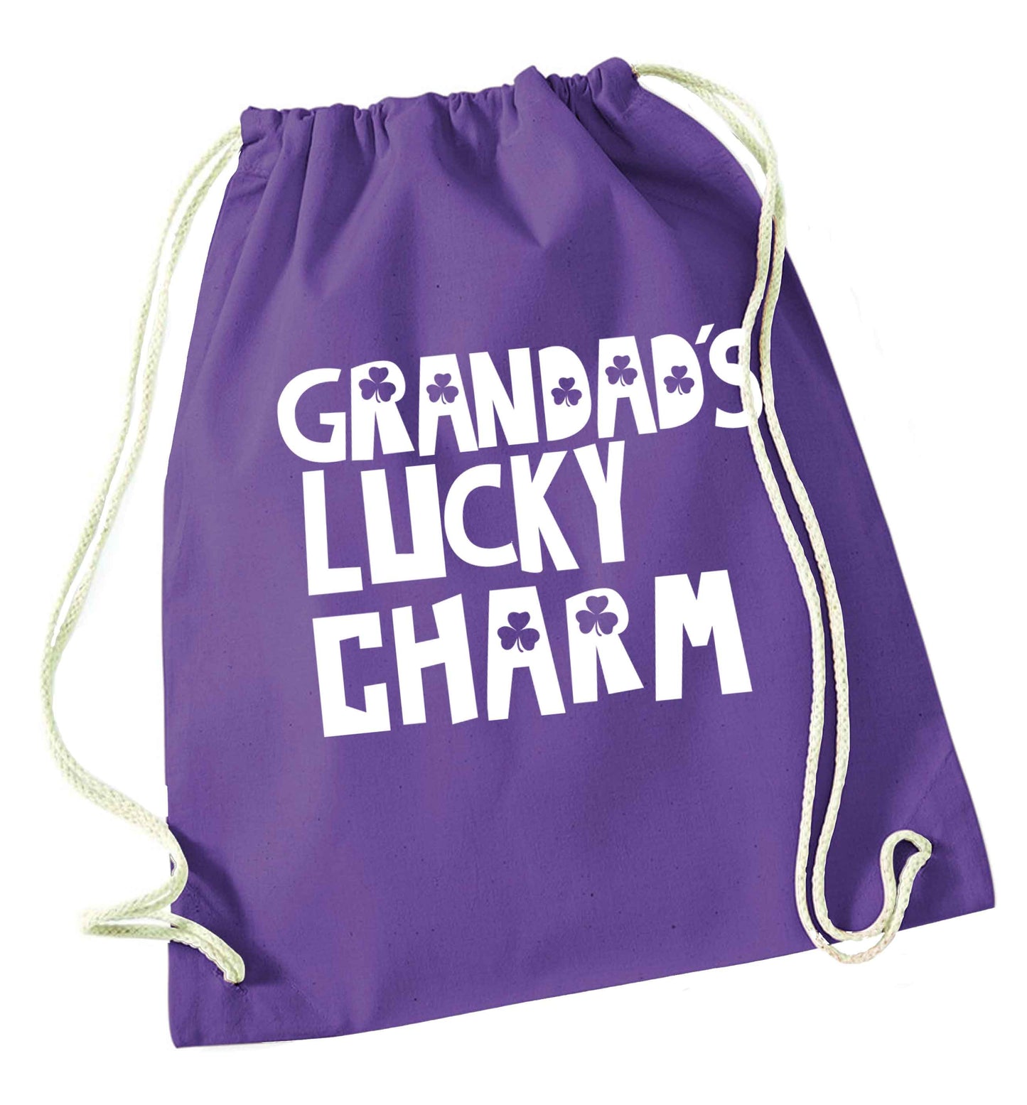 Grandad's lucky charm  purple drawstring bag