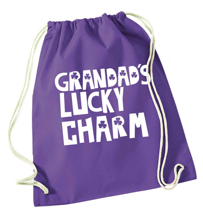 Grandad's lucky charm  purple drawstring bag
