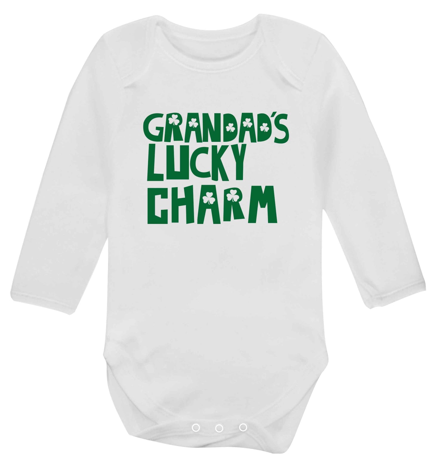 Grandad's lucky charm  baby vest long sleeved white 6-12 months