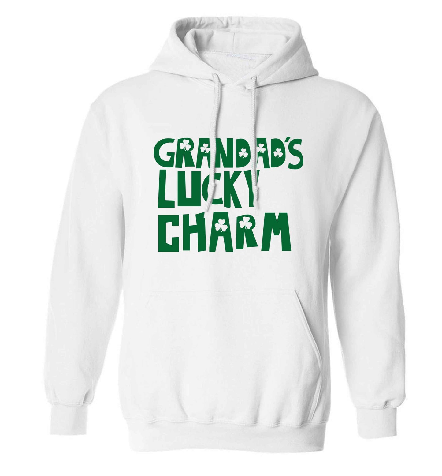 Grandad's lucky charm  adults unisex white hoodie 2XL
