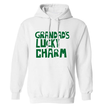 Grandad's lucky charm  adults unisex white hoodie 2XL