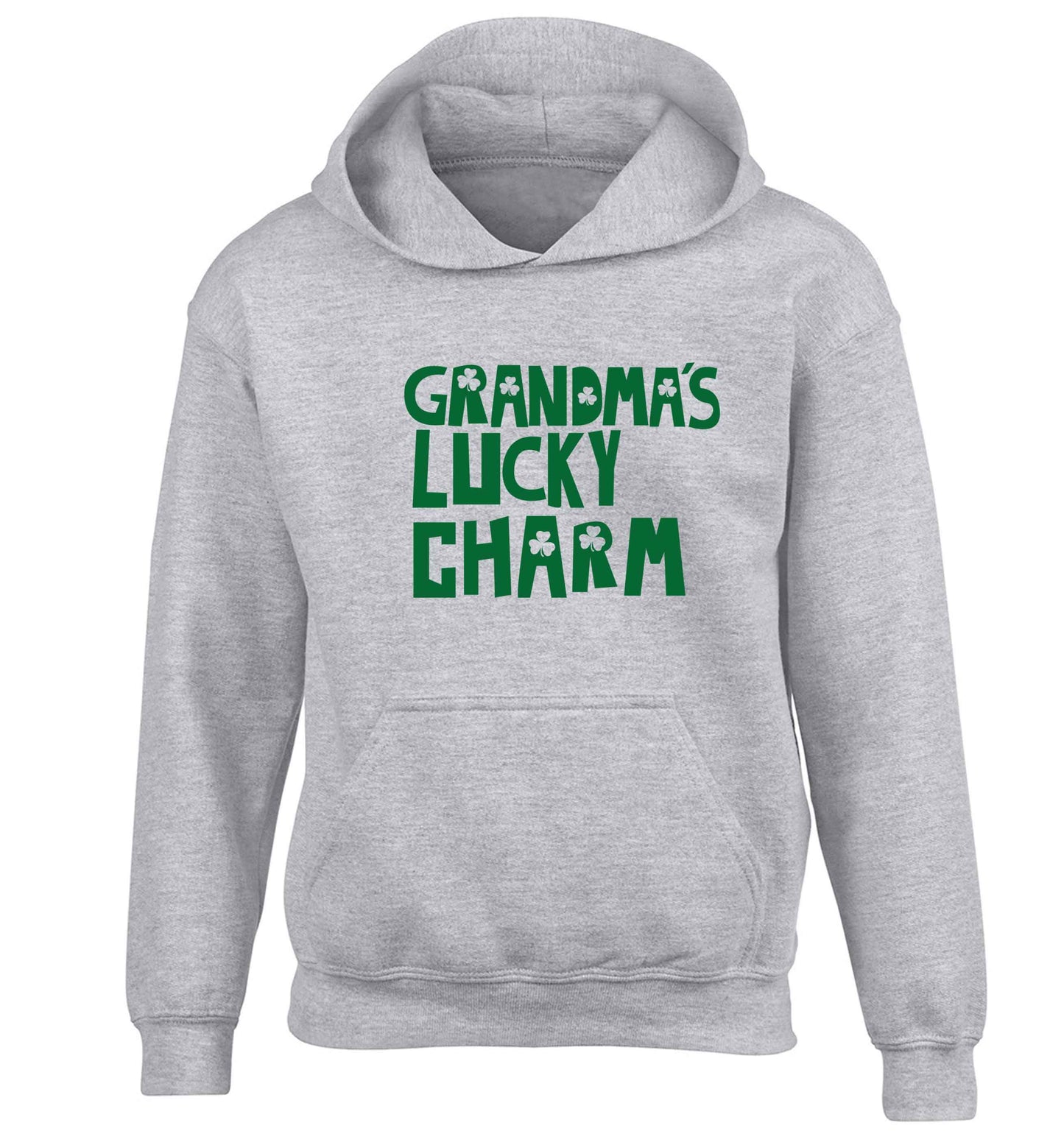 Grandma's lucky charm children's grey hoodie 12-13 Years