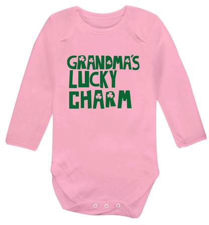 Grandma's lucky charm baby vest long sleeved pale pink 6-12 months