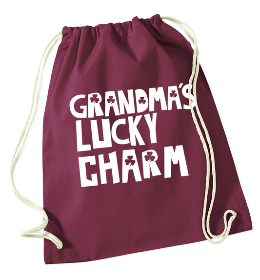Grandma's lucky charm maroon drawstring bag