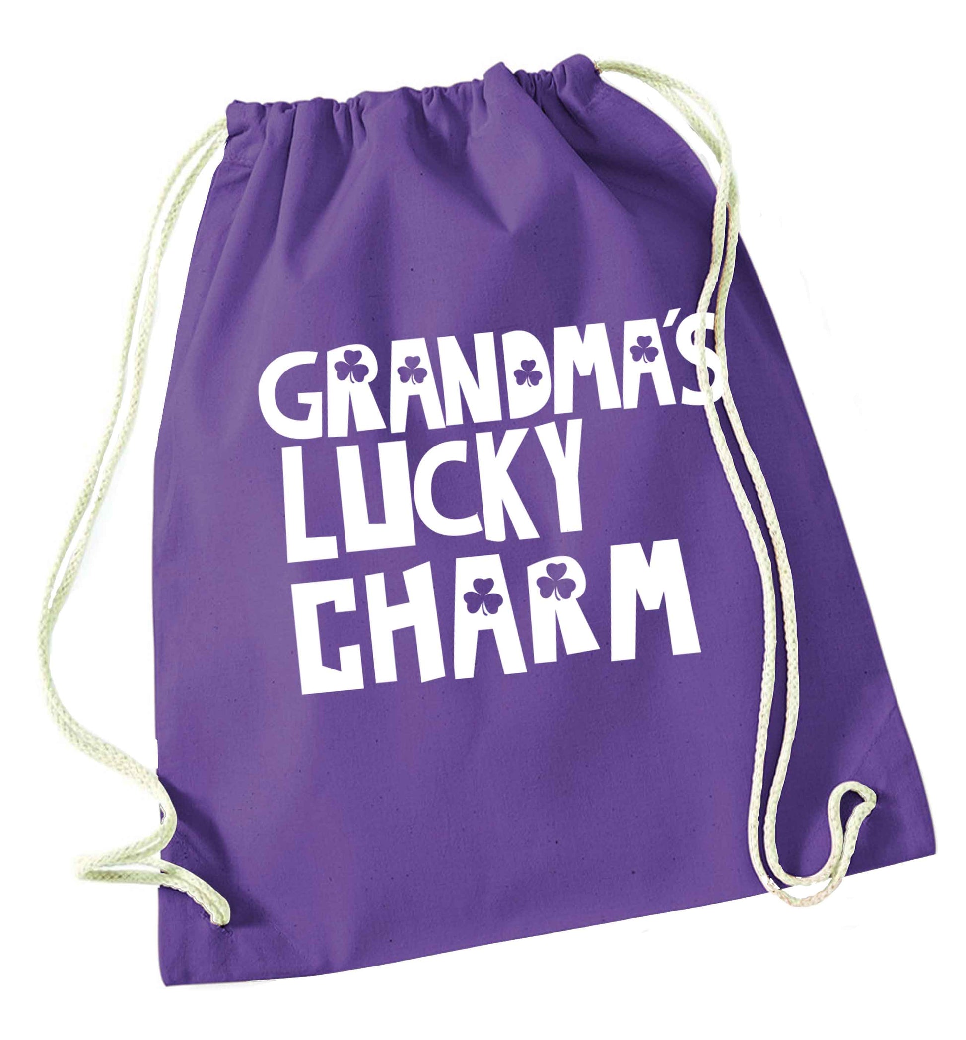 Grandma's lucky charm purple drawstring bag
