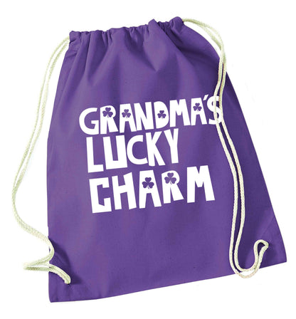 Grandma's lucky charm purple drawstring bag
