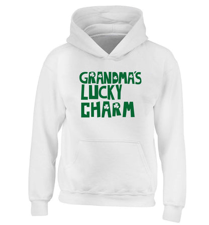 Grandma's lucky charm children's white hoodie 12-13 Years
