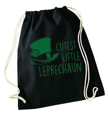 Cutest little leprechaun black drawstring bag