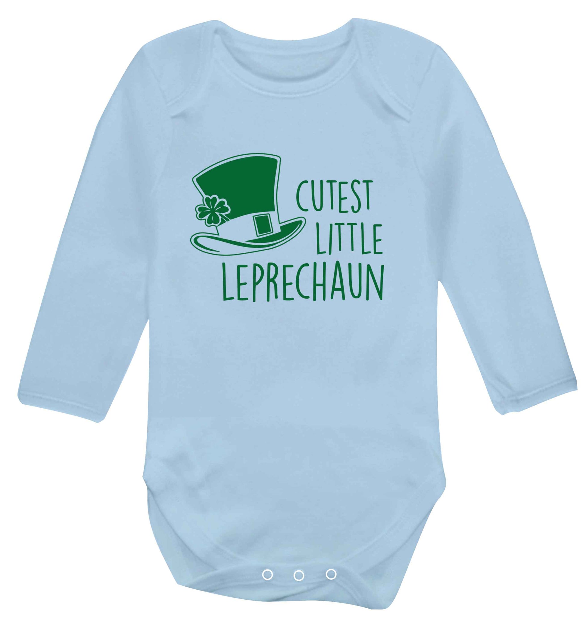 Cutest little leprechaun baby vest long sleeved pale blue 6-12 months
