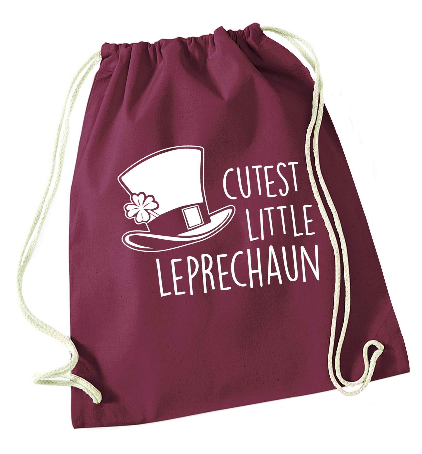 Cutest little leprechaun maroon drawstring bag