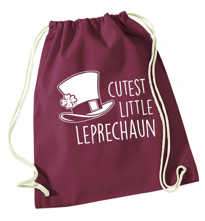 Cutest little leprechaun maroon drawstring bag