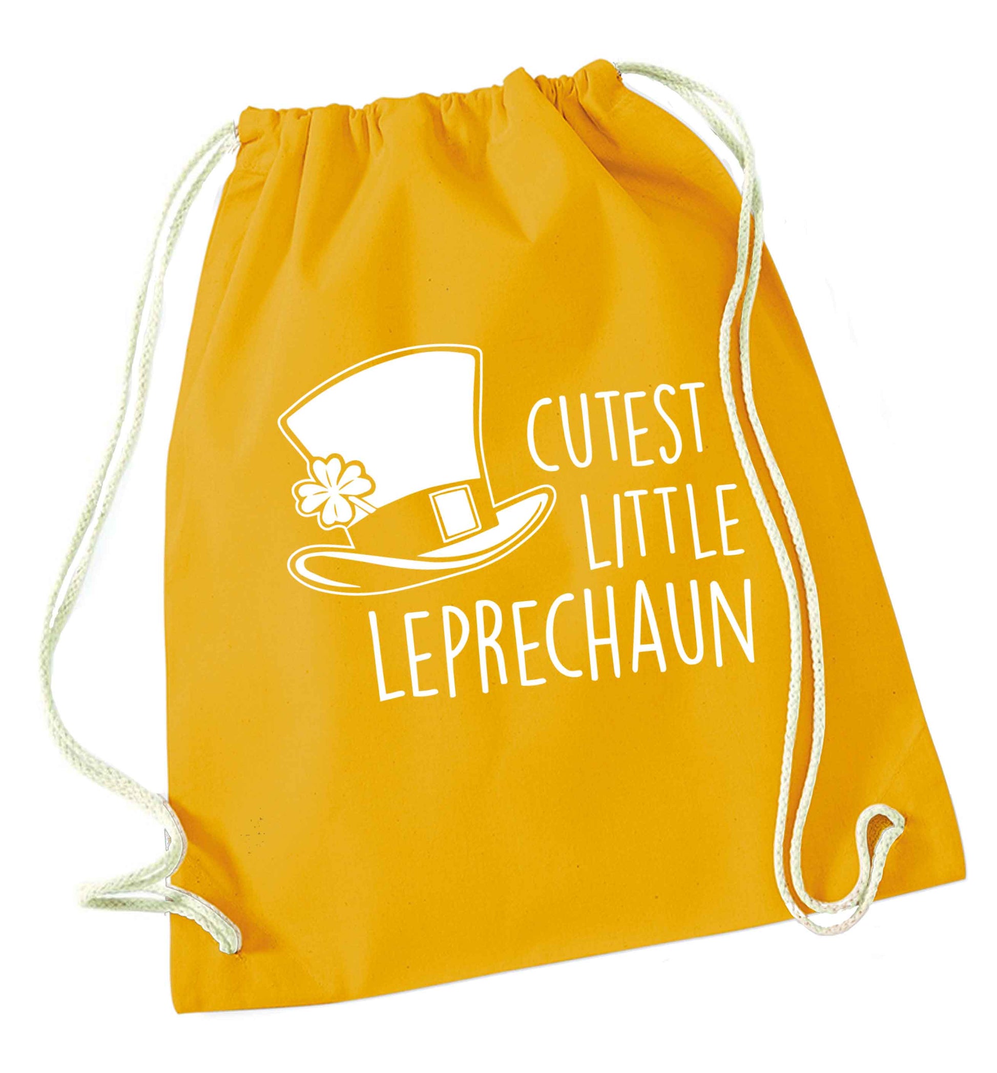 Cutest little leprechaun mustard drawstring bag