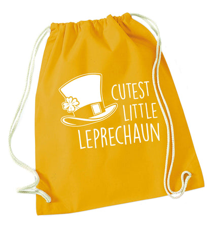 Cutest little leprechaun mustard drawstring bag