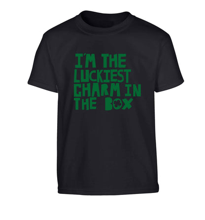 I'm the luckiest charm in the box Children's black Tshirt 12-13 Years