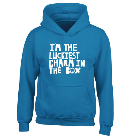 I'm the luckiest charm in the box children's blue hoodie 12-13 Years