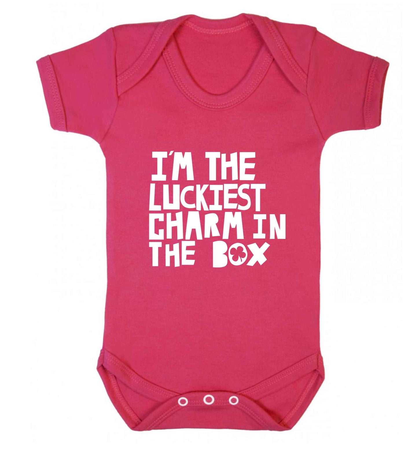 I'm the luckiest charm in the box baby vest dark pink 18-24 months