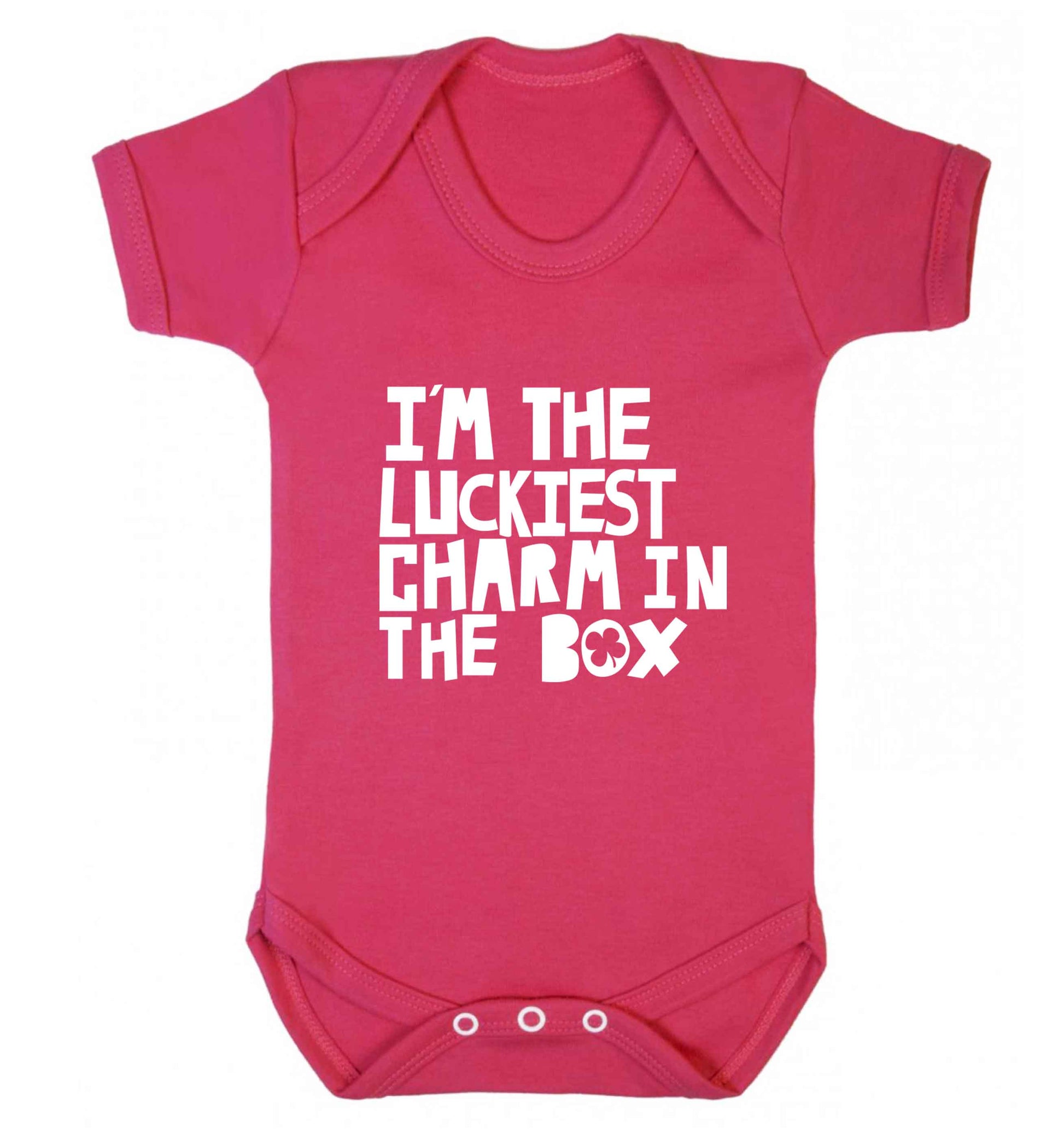 I'm the luckiest charm in the box baby vest dark pink 18-24 months