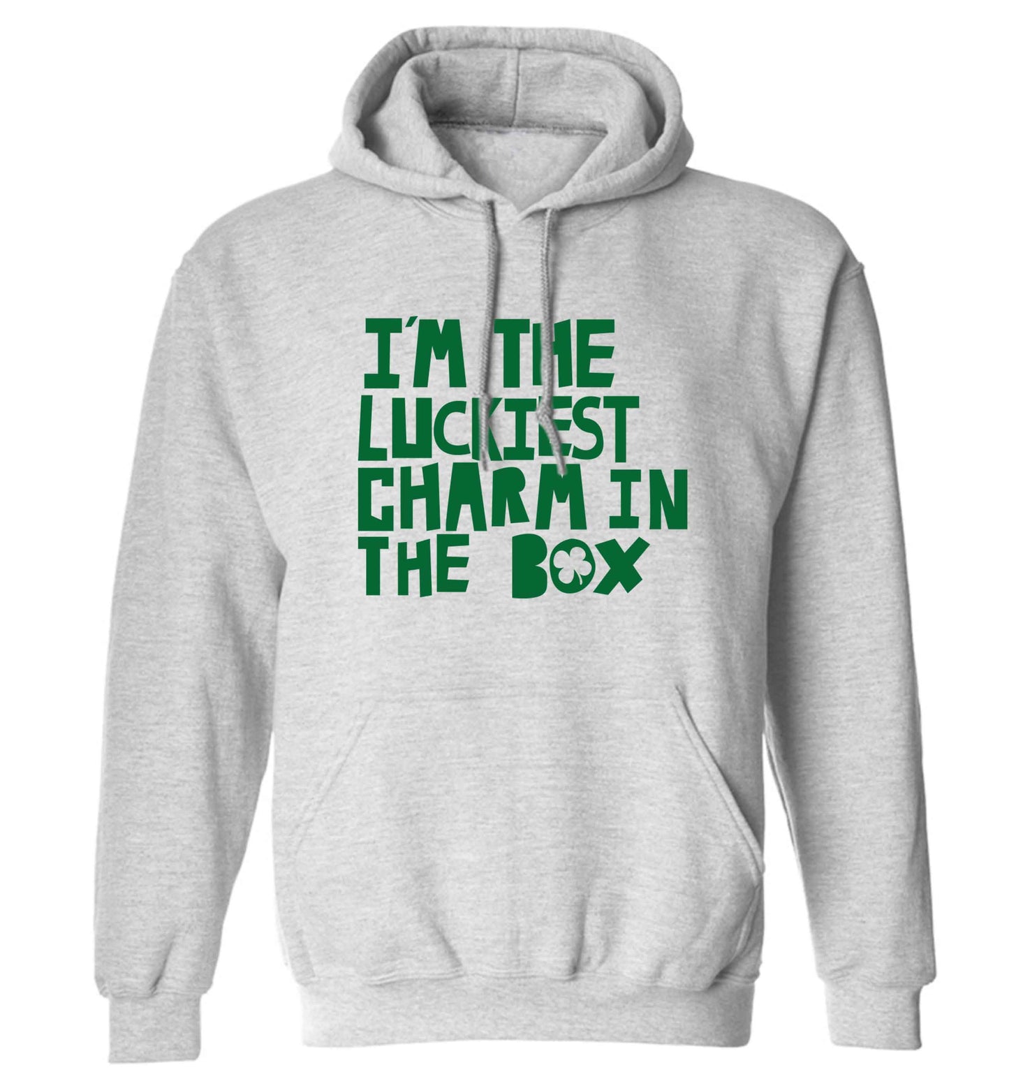 I'm the luckiest charm in the box adults unisex grey hoodie 2XL