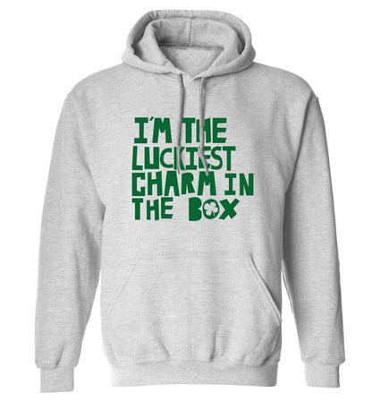 I'm the luckiest charm in the box adults unisex grey hoodie 2XL