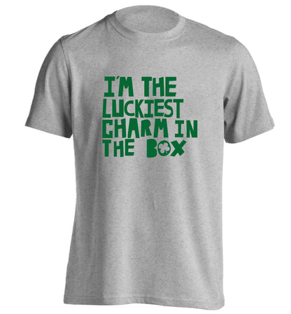 I'm the luckiest charm in the box adults unisex grey Tshirt 2XL