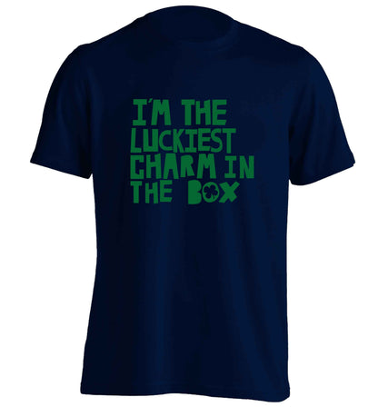 I'm the luckiest charm in the box adults unisex navy Tshirt 2XL