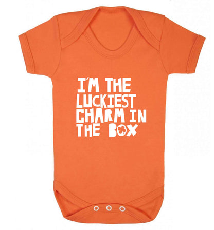 I'm the luckiest charm in the box baby vest orange 18-24 months