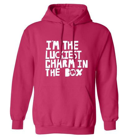 I'm the luckiest charm in the box adults unisex pink hoodie 2XL