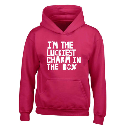 I'm the luckiest charm in the box children's pink hoodie 12-13 Years