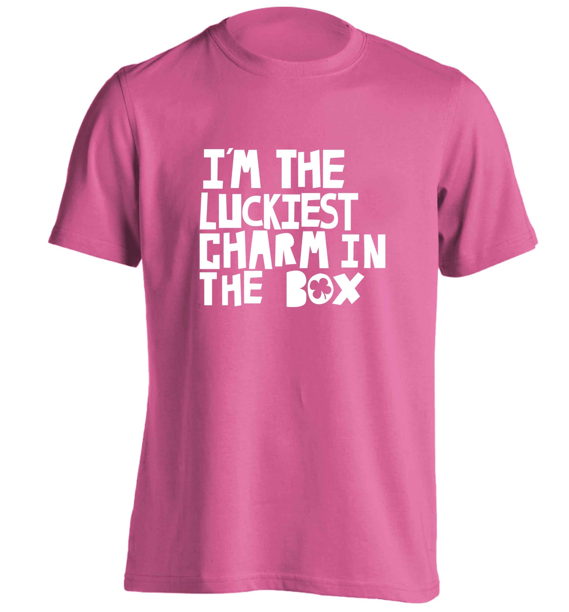 I'm the luckiest charm in the box adults unisex pink Tshirt 2XL