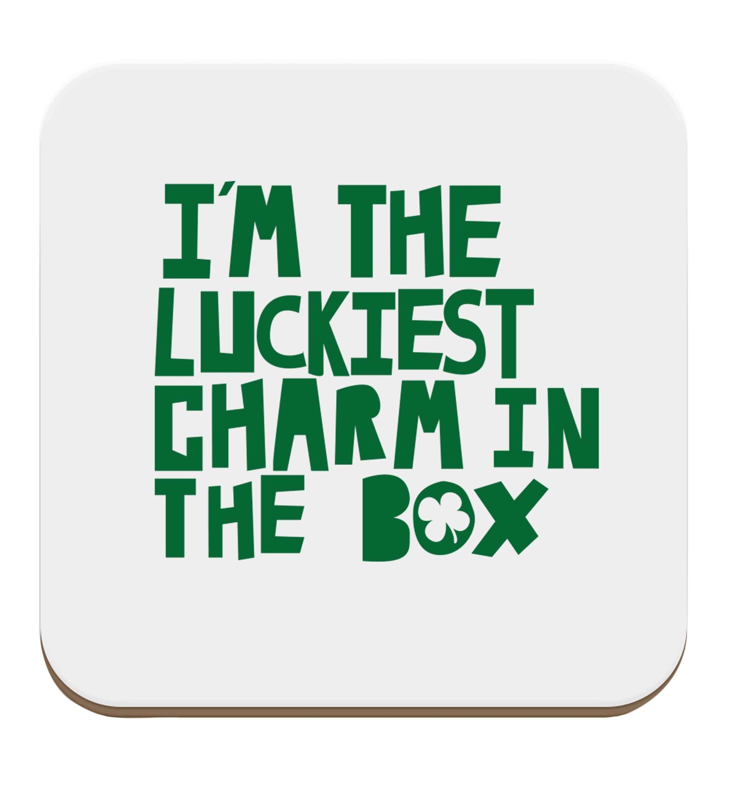 I'm the luckiest charm in the box set of four coasters