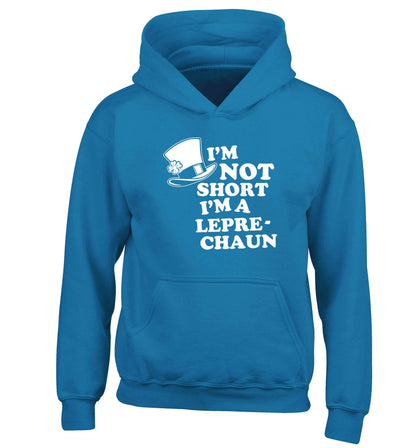 I'm not short I'm a leprechaun children's blue hoodie 12-13 Years