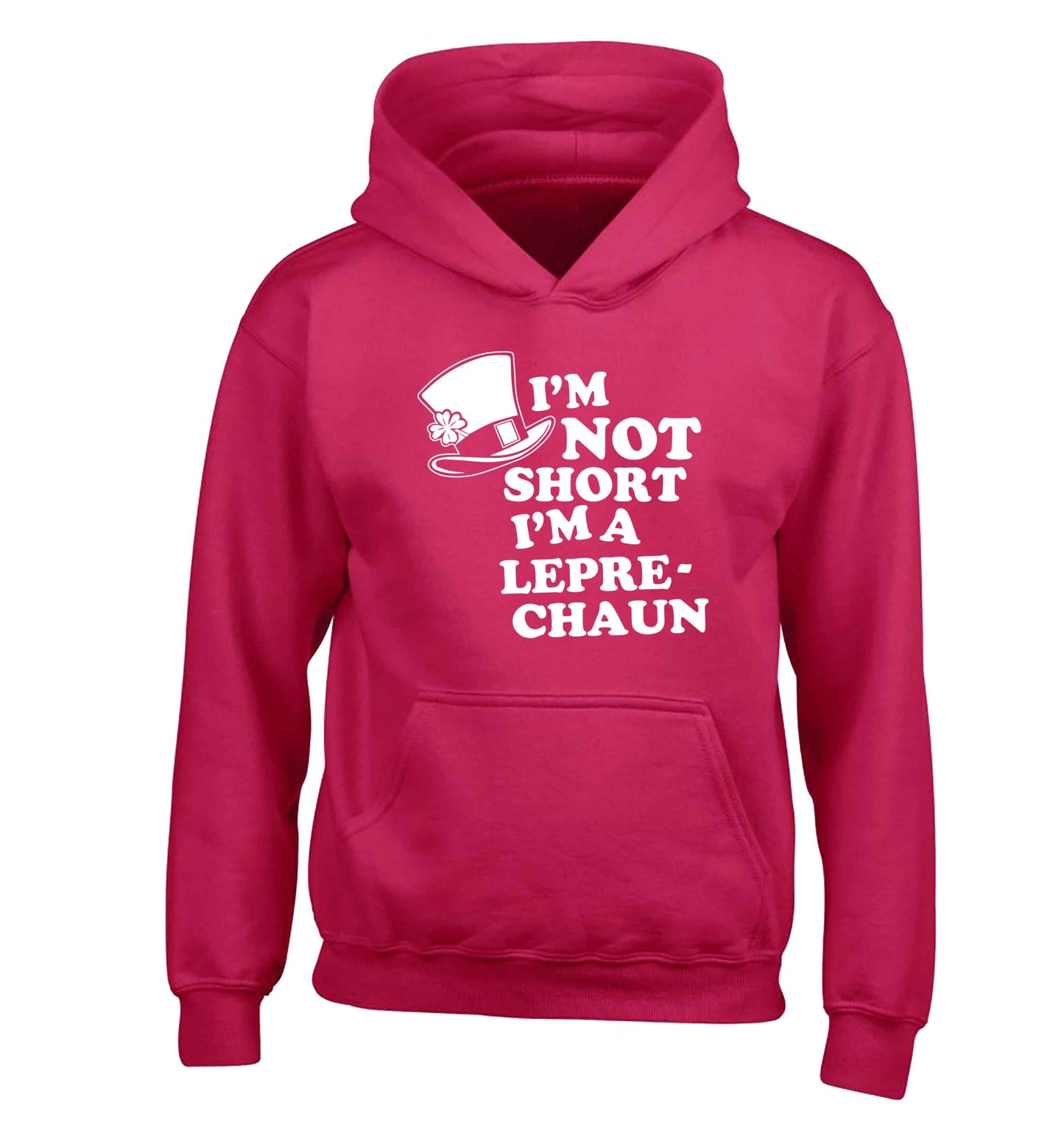 I'm not short I'm a leprechaun children's pink hoodie 12-13 Years