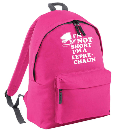 I'm not short I'm a leprechaun pink childrens backpack
