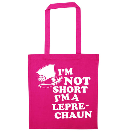 I'm not short I'm a leprechaun pink tote bag