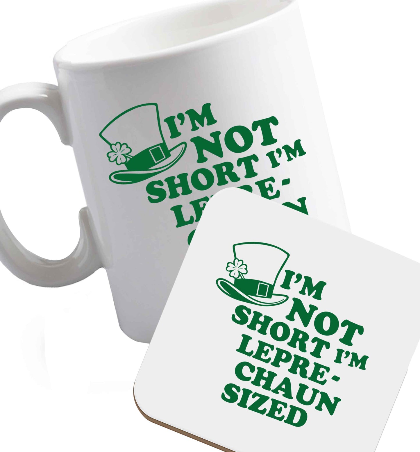 10 oz Favourite Type Pan Pancake ceramic mug and coaster set right handed