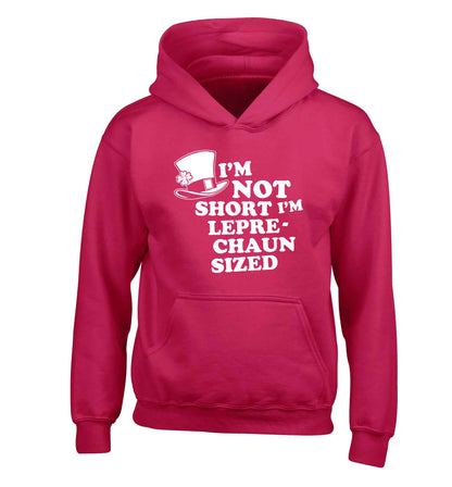 I'm not short I'm leprechaun sized children's pink hoodie 12-13 Years