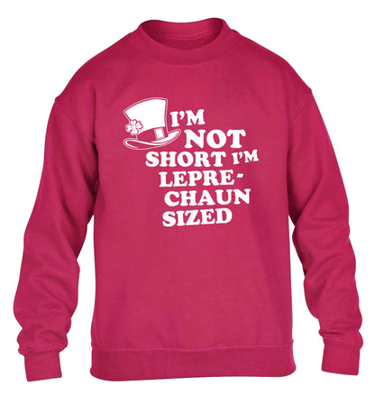 I'm not short I'm leprechaun sized children's pink sweater 12-13 Years
