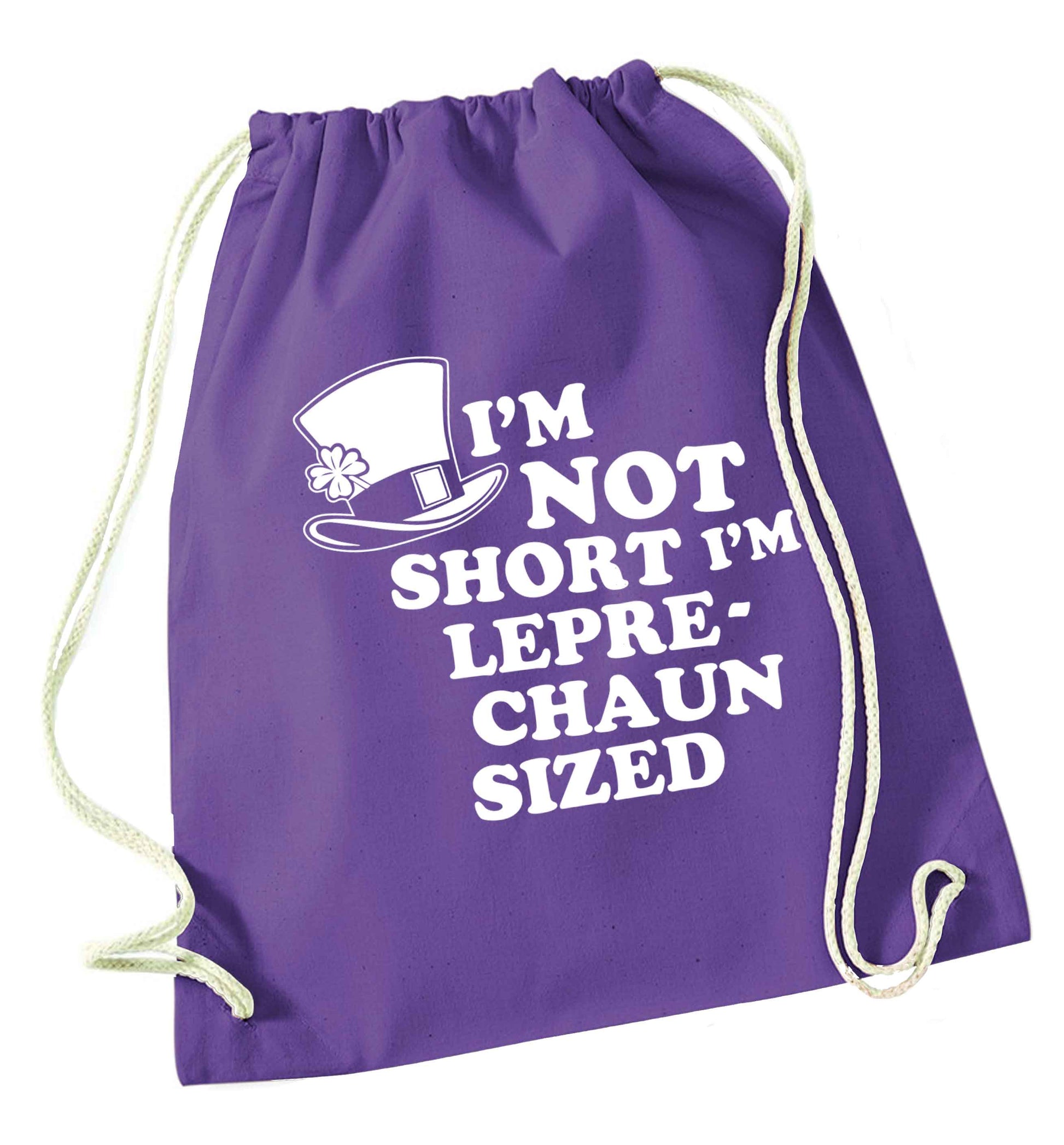 I'm not short I'm leprechaun sized purple drawstring bag