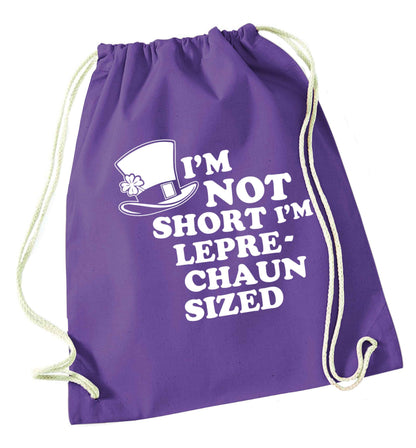 I'm not short I'm leprechaun sized purple drawstring bag