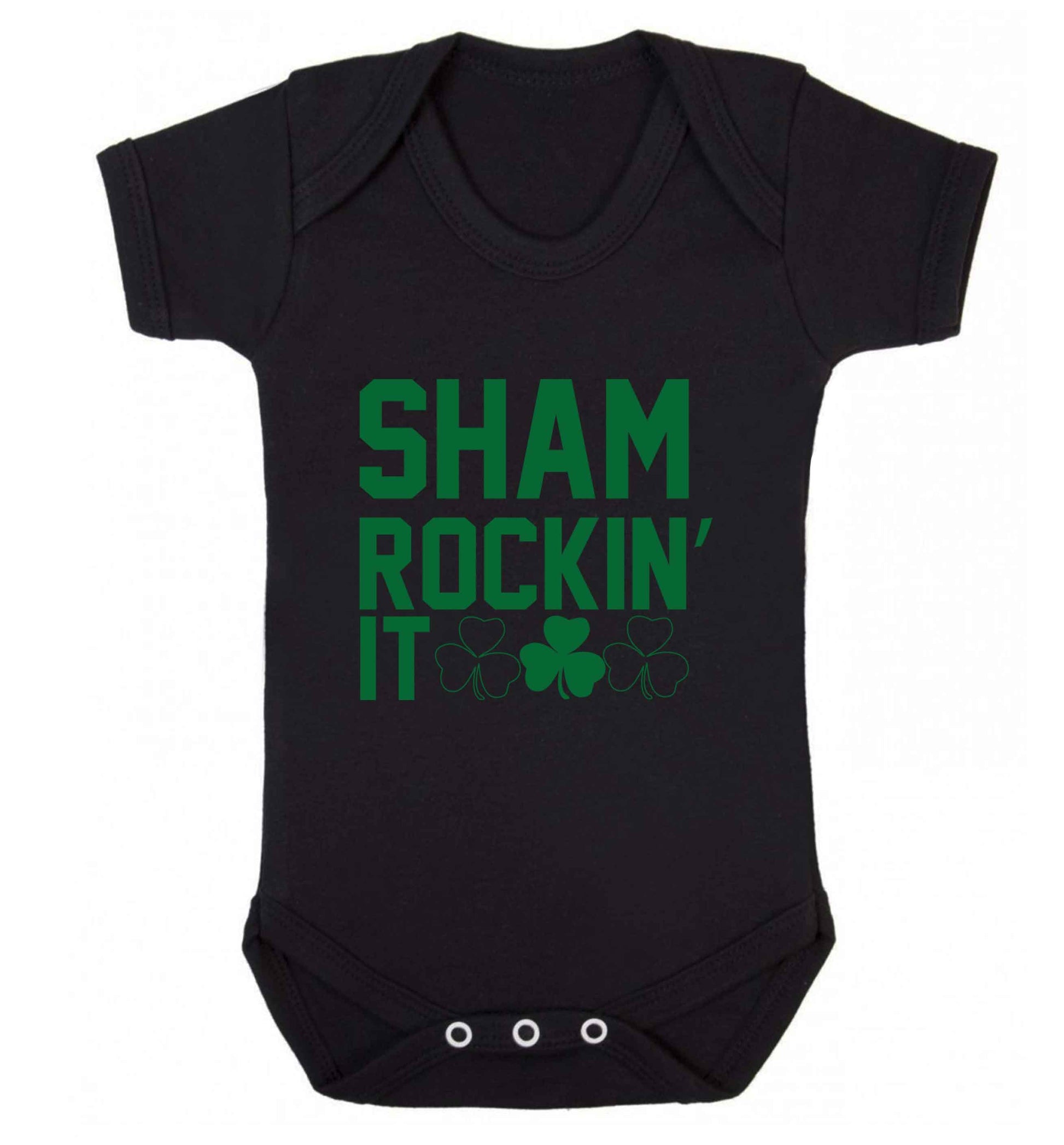 Shamrockin' it baby vest black 18-24 months