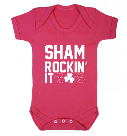 Shamrockin' it baby vest dark pink 18-24 months