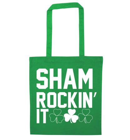 Shamrockin' it green tote bag