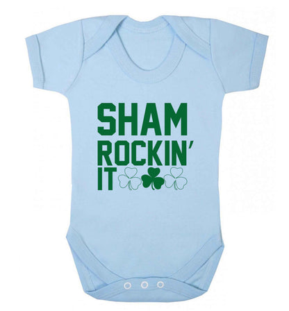 Shamrockin' it baby vest pale blue 18-24 months